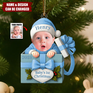 Personalized Baby Christmas Gift Box Ornament With Name Photo & Design Funny Newborn Gift For Family