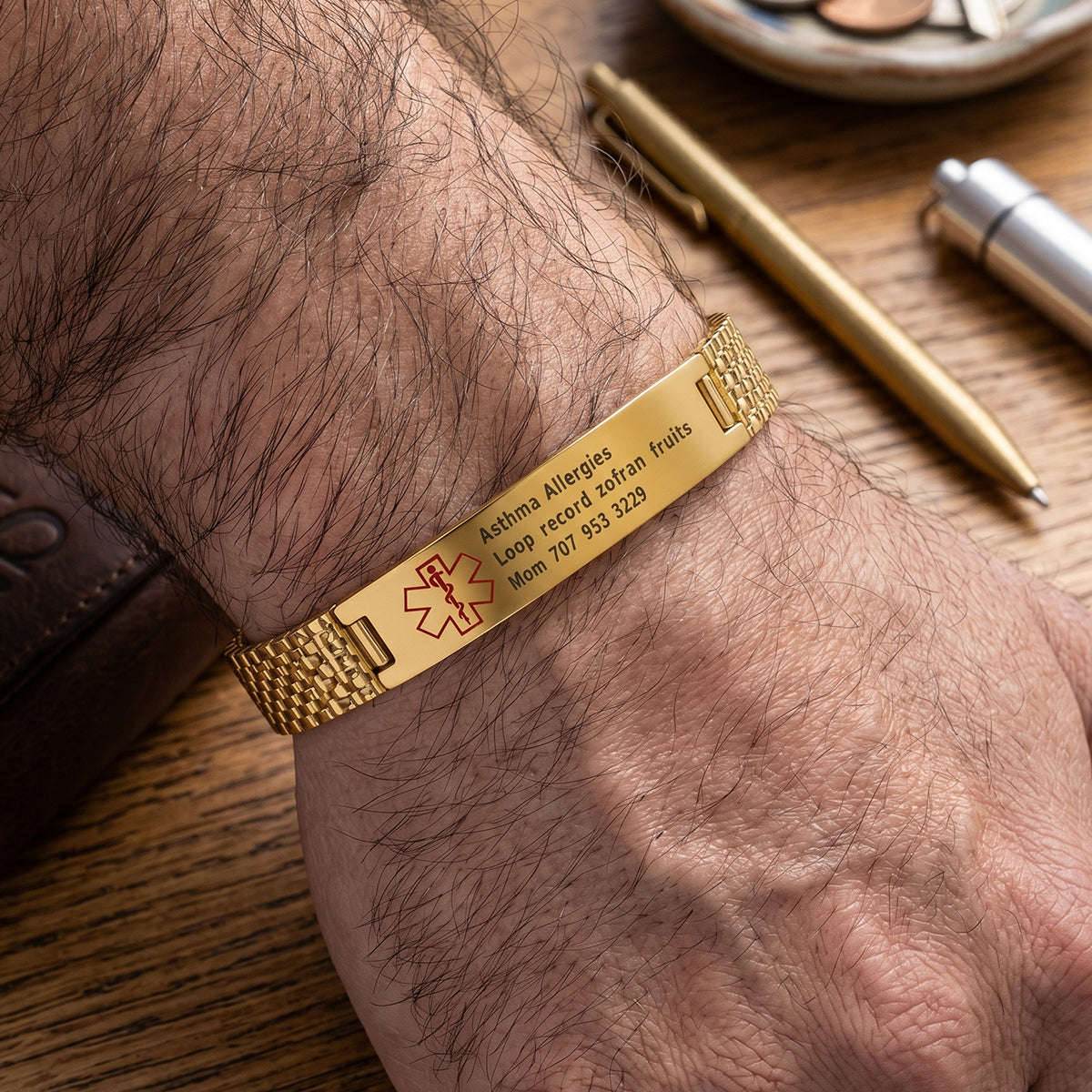Personalized Engraved Medical Alert Stretch Bracelet | Gift For Men Women