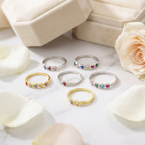 Personalized Mom's Birthstone Ring With Text | Ideal Mother's Day Family Keepsake For Mom Grandma And Loved One