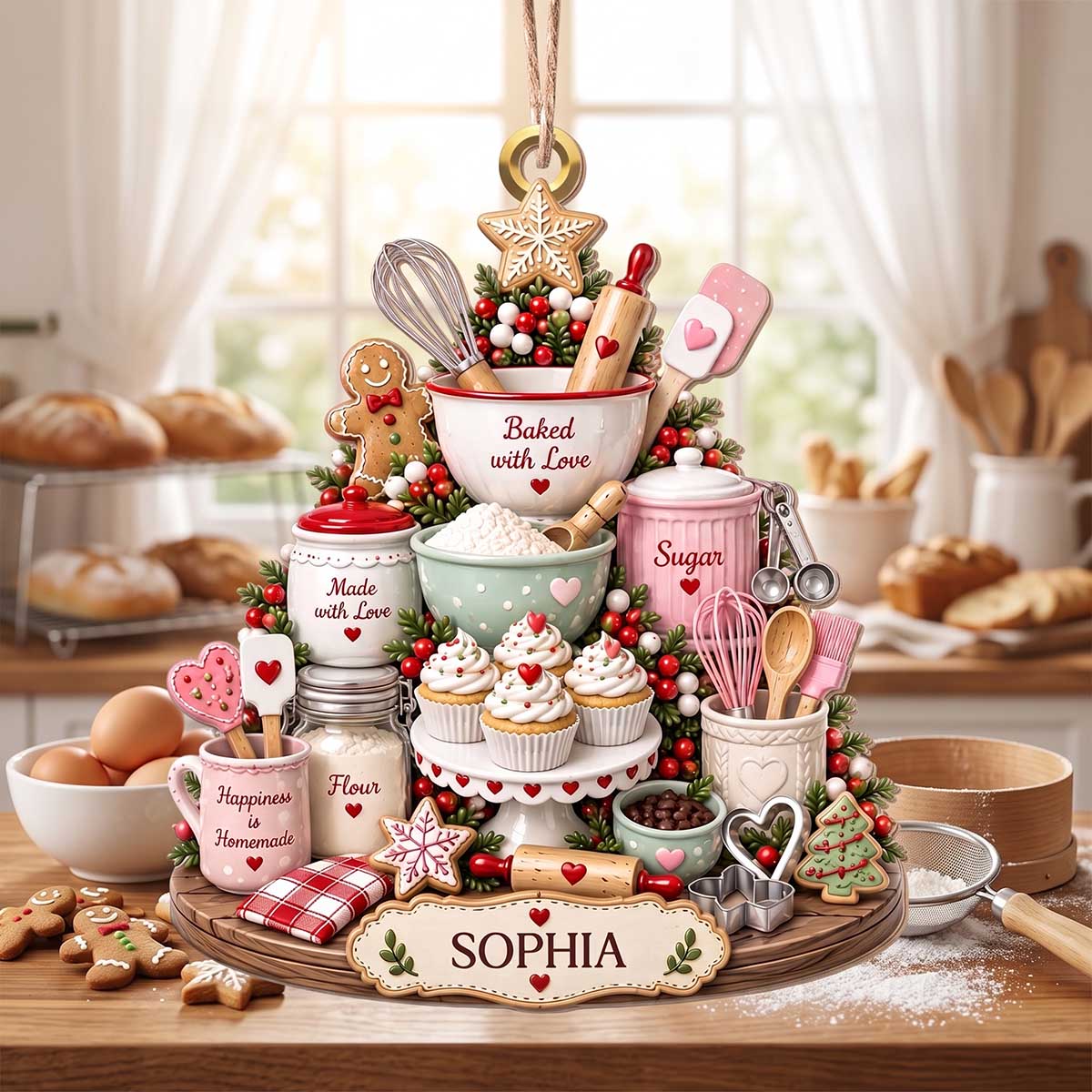 Personalized Baking Kitchen Themed Christmas Acrylic Ornament | Gift For Baking Lovers Home Baker Pastry Chef