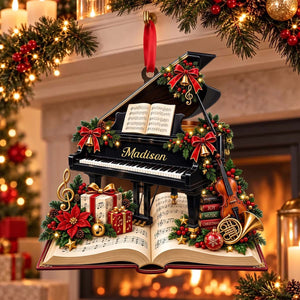 Personalized Grand Piano Acrylic Ornament - Christmas Gift for Pianist Music Teacher Music Lover