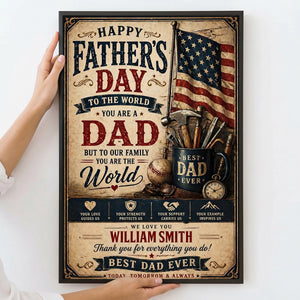Personalized Vintage "Best Dad" Ever Canvas Poster | Father's Day Gift For Husband Dad Grandpa