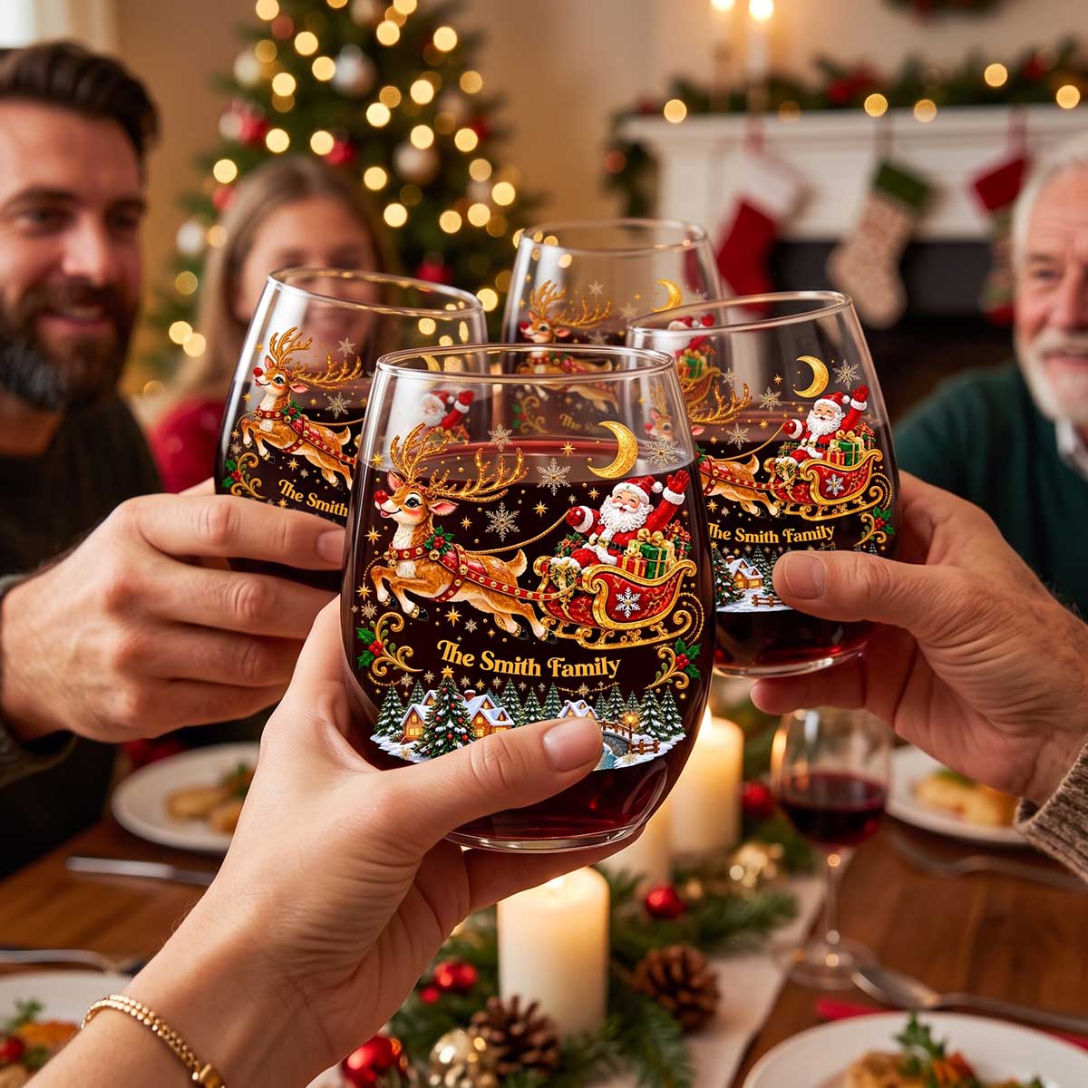 Personalized "Santa's Magical Christmas Eve" Wine Glass | Xmas Gift For Family Relatives Wine Lovers