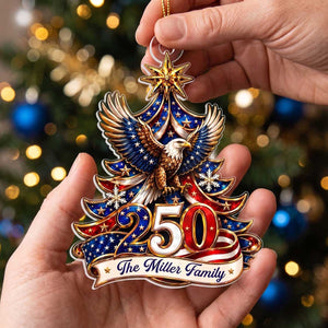 Personalized 250 American Eagle Flag Christmas Tree Ornament | Keepsake Gift For Family & Veterans