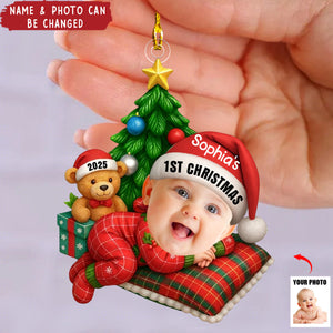 Personalized Cute Baby Sleeping Ornament With Name & Photo Baby's First Christmas Gift For New Parents For Family