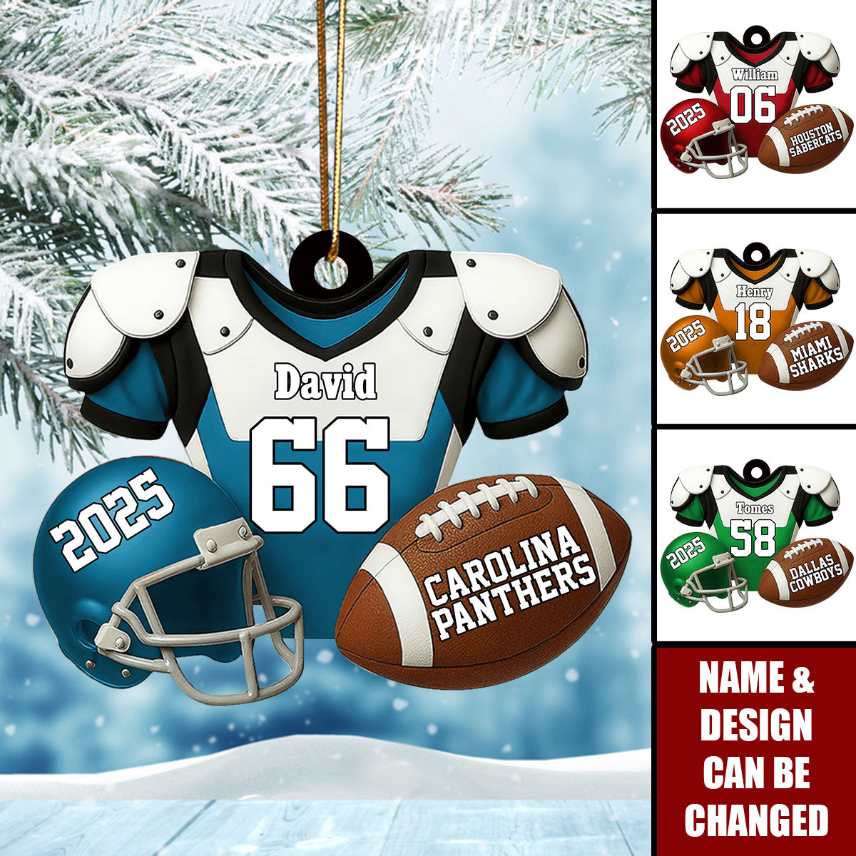Personalized American Football Jersey Ornament With Name Number & Year Unique Christmas Gift For Player Coach Sports Lover