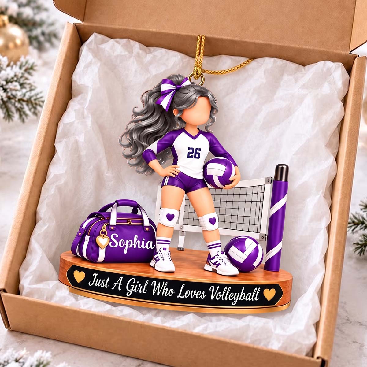 Personalized Volleyball Girl Acrylic Ornament - Volleyball Player Keepsake Gift, Volleyball Lover Christmas Gift