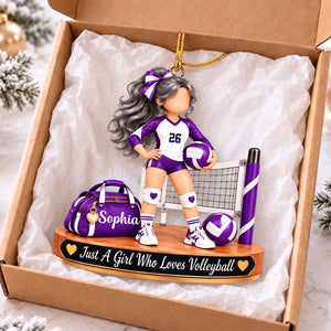 Personalized Volleyball Girl Acrylic Ornament - Volleyball Player Keepsake Gift, Volleyball Lover Christmas Gift