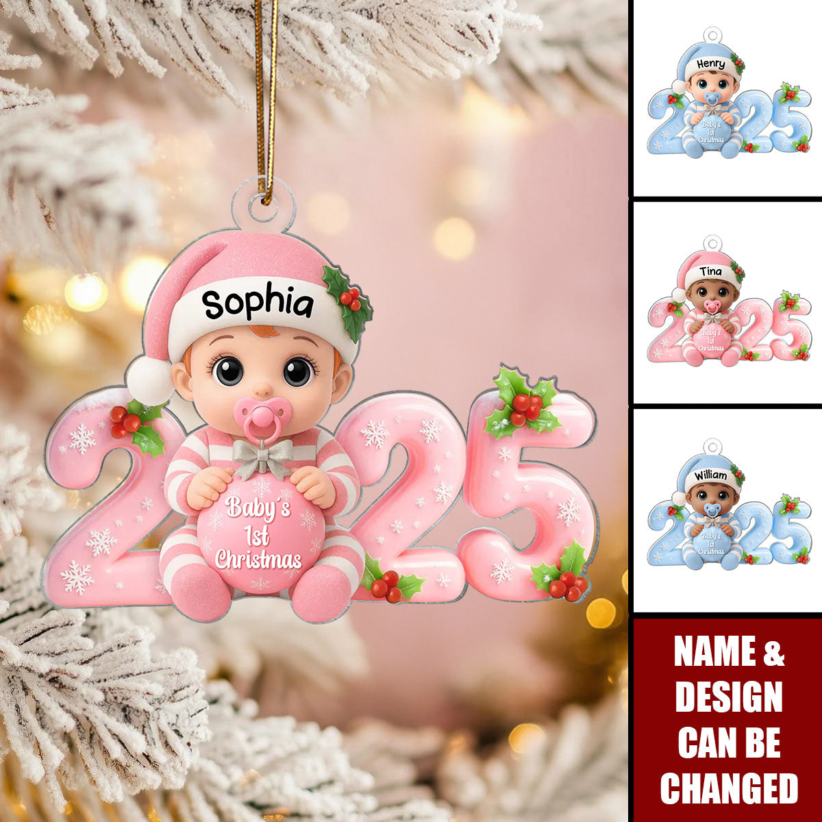 Personalized Baby's 1st Christmas 2025 Ornament With Name & Icon | Heartfelt Family Gift For New Parents Grandparents