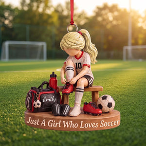 Personalized Soccer Acrylic Girl Ornament - Christmas Gift For Teen Girls Soccer Lover