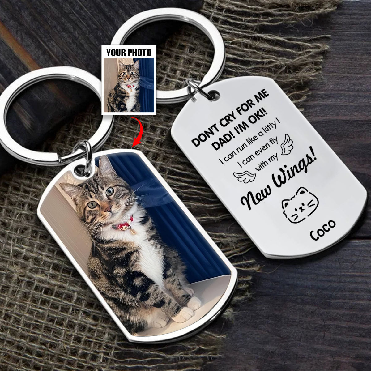 Custom Photo Don't Cry For Me Mom - Memorial Personalized Keychain - Sympathy Gift For Pet Lovers