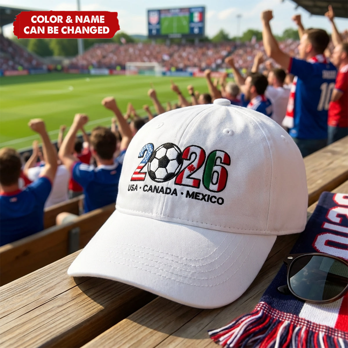 Personalized 2026 USA-Canada-Mexico Soccer World Cup Cap With Name | Unisex Adjustable Hat For Soccer Lover