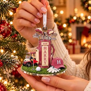 Personalized Golf Bag Christmas Acrylic Ornament | Gift For Golf Lover Golfer