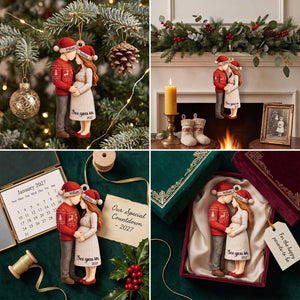 Personalized Pregnant Couple Wood Ornament | Christmas Keepsake Gift For New Parents