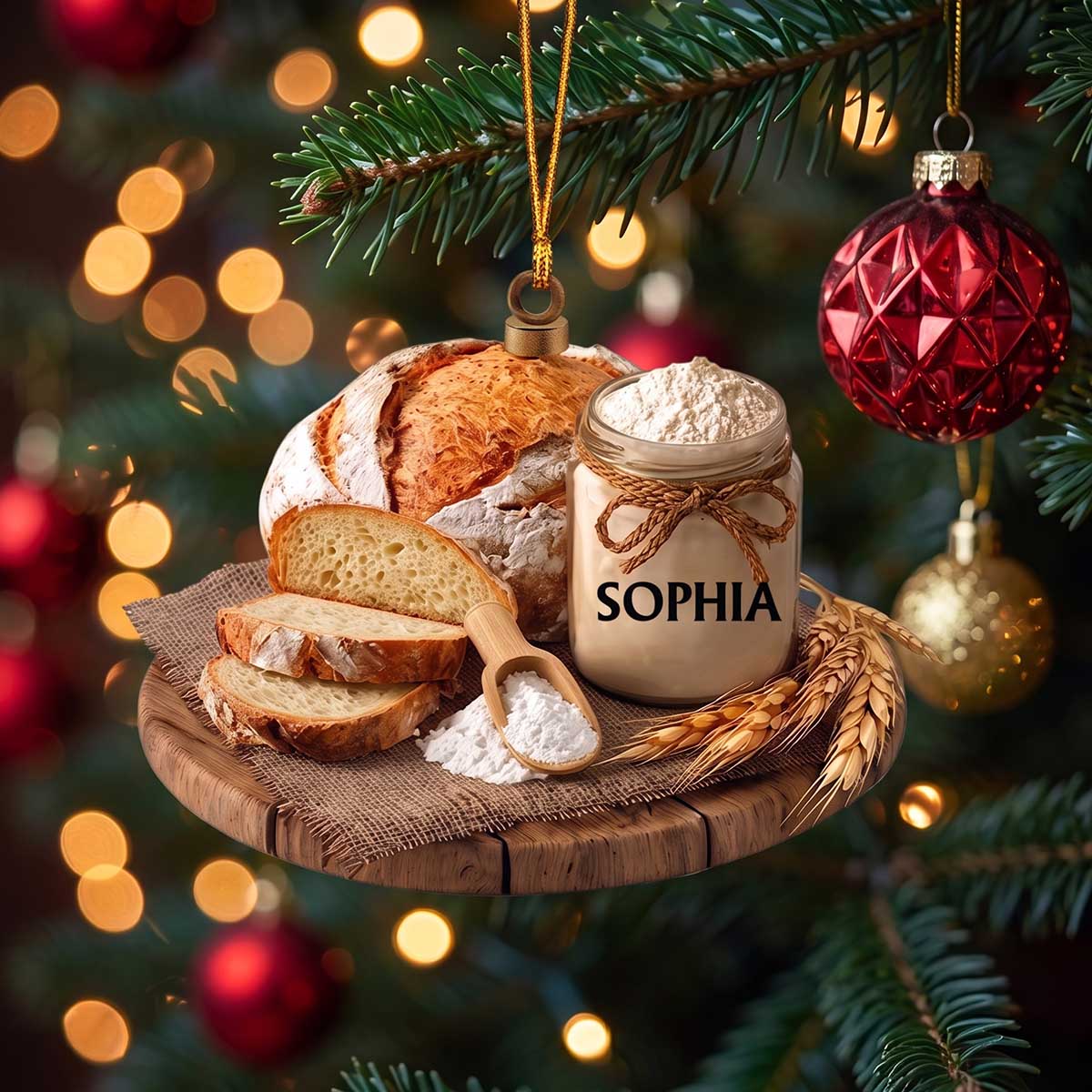 Personalized Sourdough Starter Acrylic Ornament | Christmas Holiday Gift For Home Bakers Cooking Lover