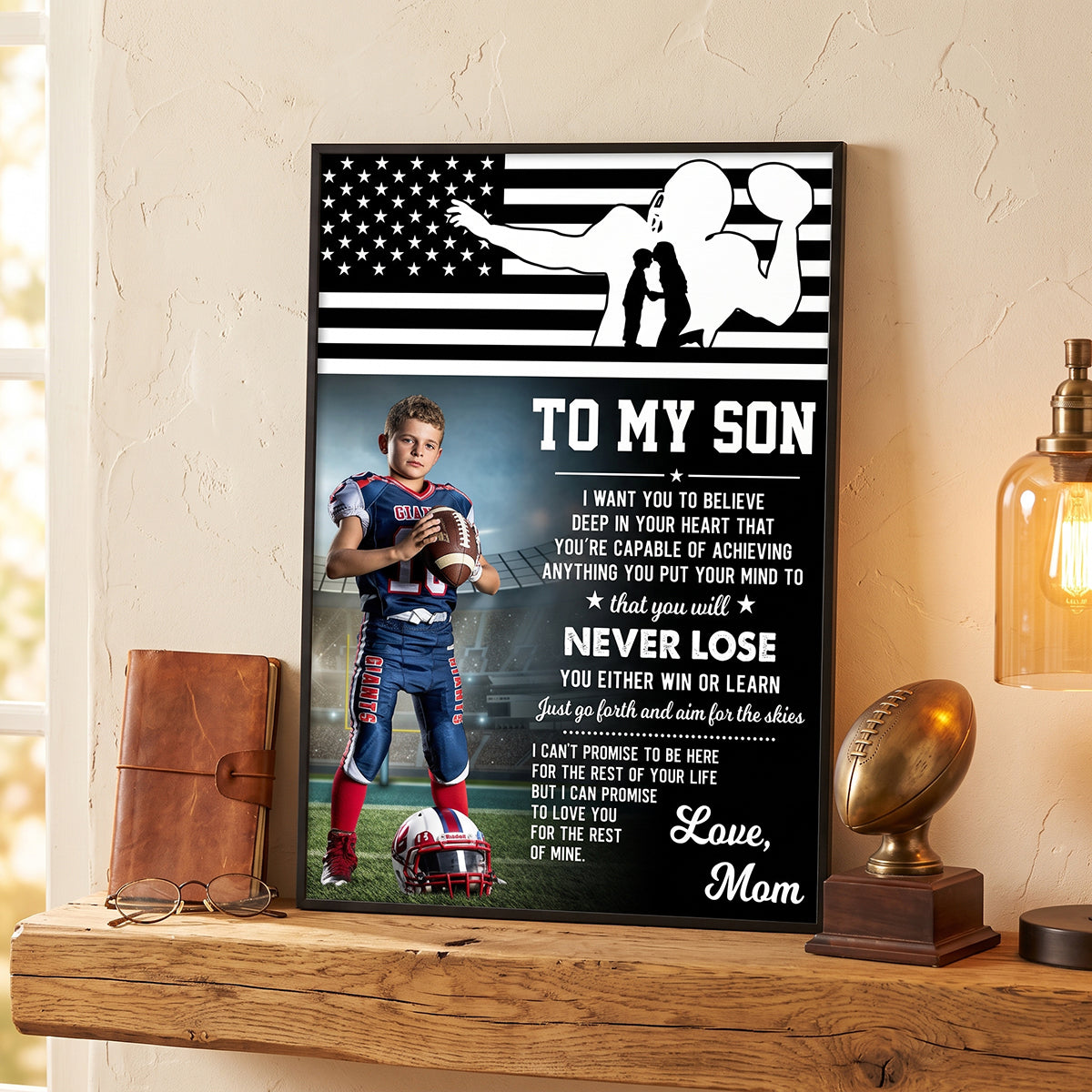 Personalized American Football Canvas / Poster - Custom Gift For Son Or Daughter From Mom And Dad