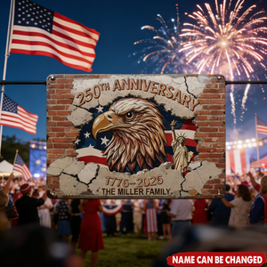 Personalized 250th Anniversary Metal Sign With Eagle & Family Name | 1776-2026 Patriotic Independence Day Gift For Home Decor