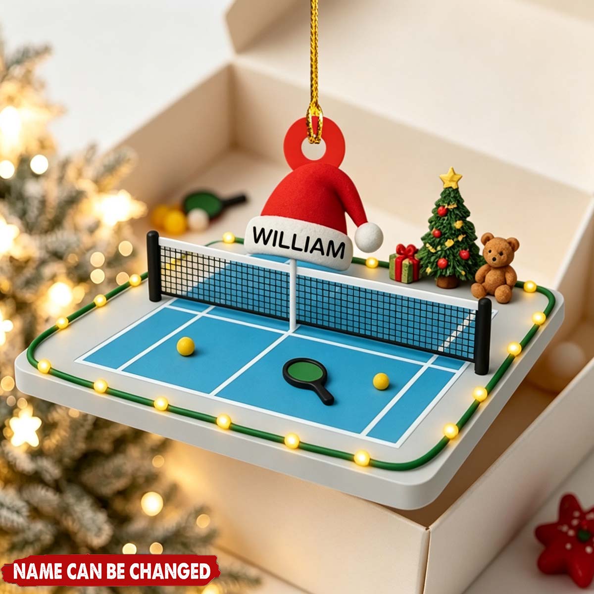 Personalized Pickleball Court Acrylic Ornament - Christmas Gift For Pickleball Lover