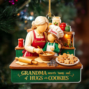 Personalized Christmas Acrylic Ornament - Grandma Never Runs Out Of Hugs Or Cookies
