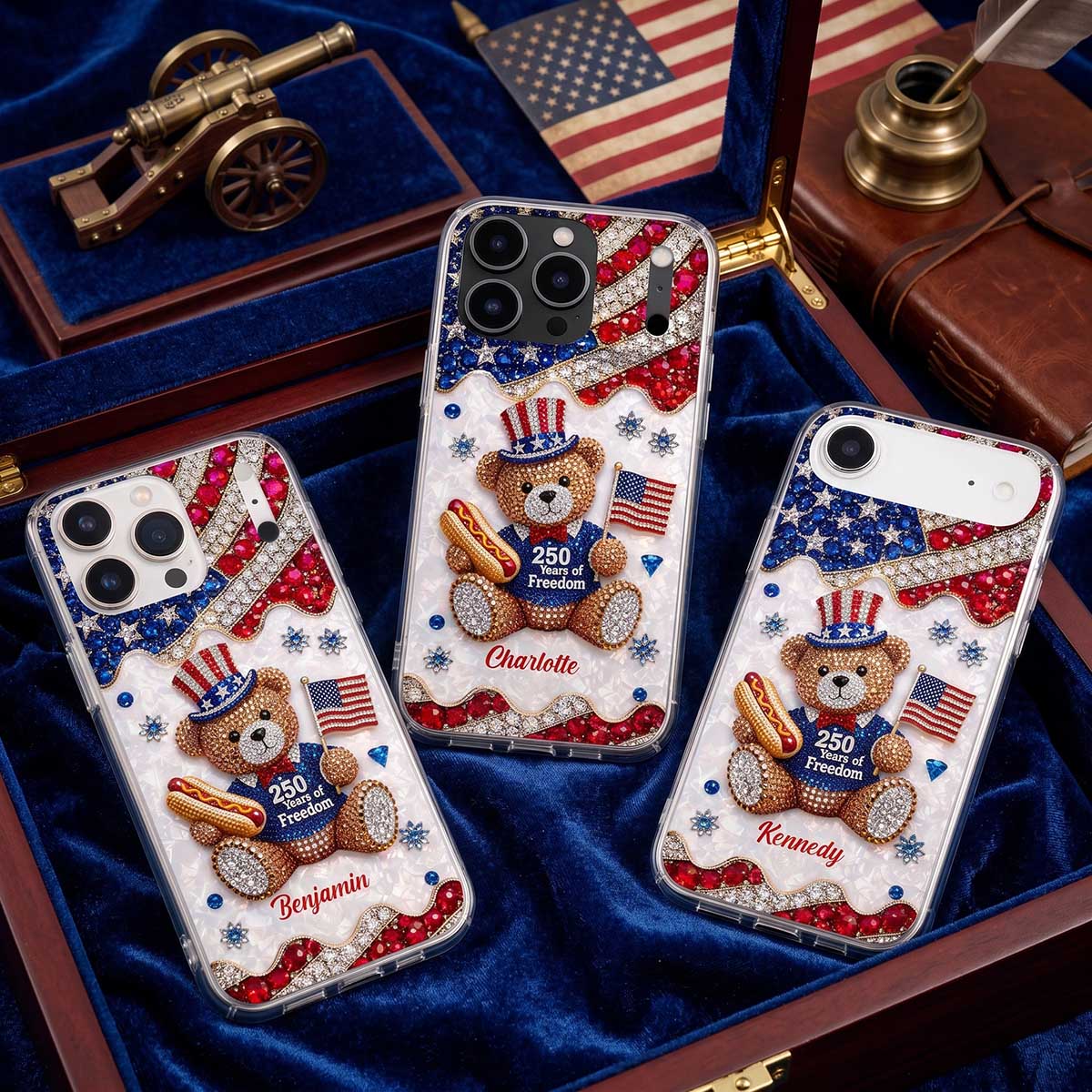 Personalized 250 Years of Freedom Patriotic Bear Phone Case - Gift For US Lovers