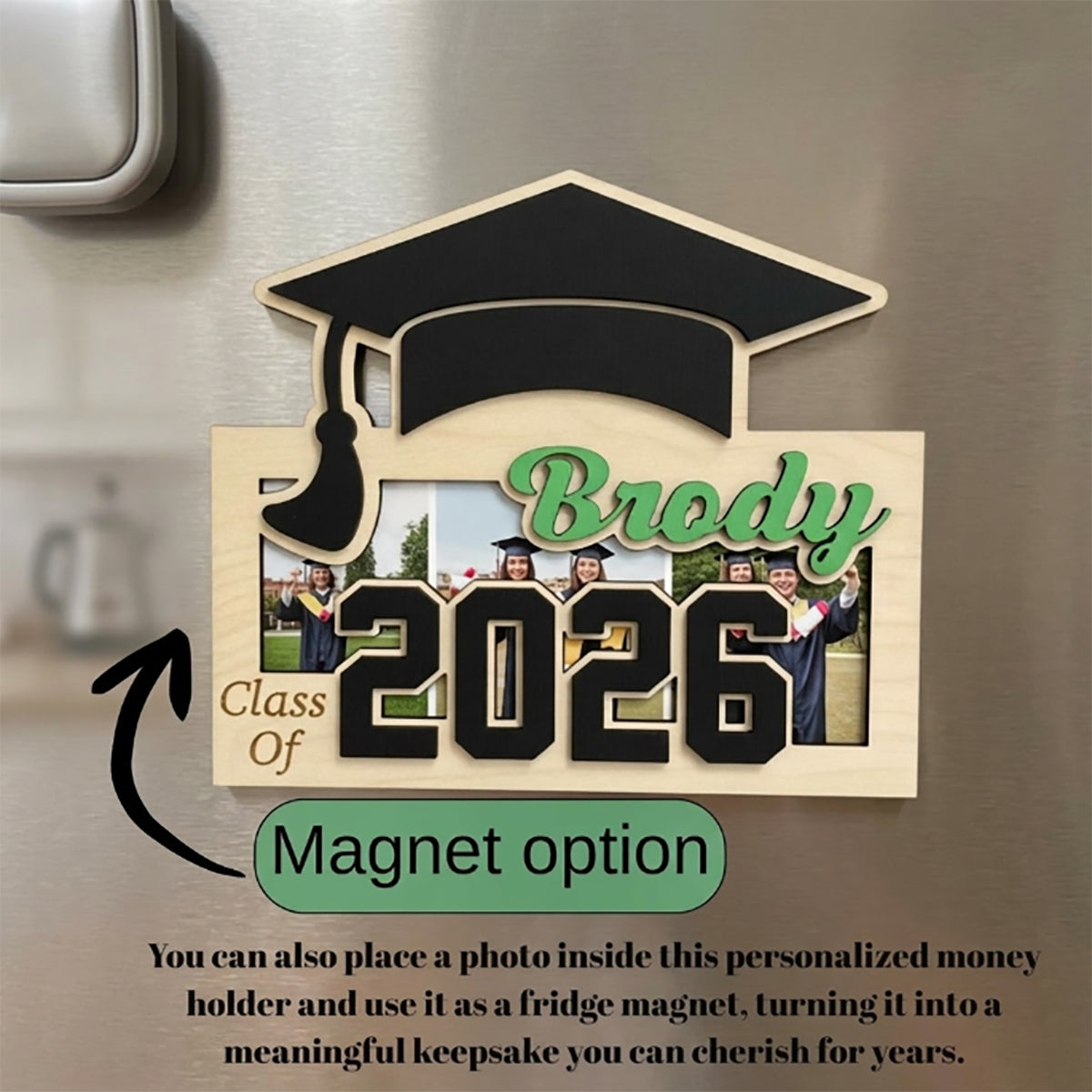 Personalized Graduation Money Holder & Fridge Magnet With Name Class of 2026 Graduation Gift For Him Her