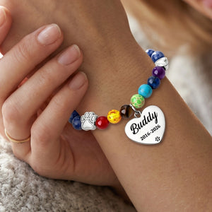 Custom Name & Photo Rainbow Bridge Pet Memorial Bracelet | Dog Cat Loss Sympathy Gift With Card