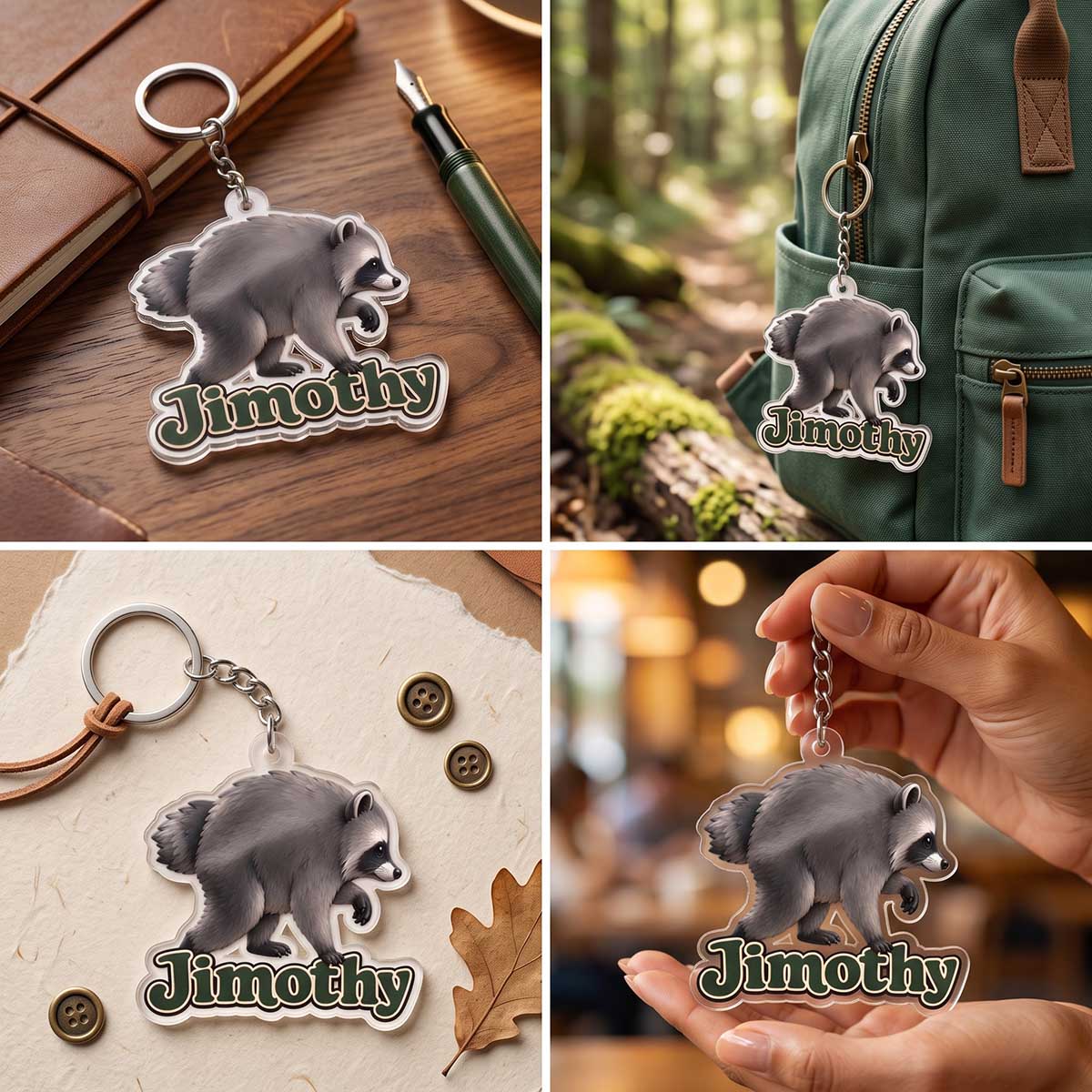 Viral Jimothy Raccoon Acrylic Keychain, Creative Gift for Raccoon Fans