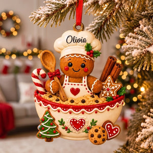 Personalized Gingerbread Chef Acrylic Ornament - Baking Spirits Bright Christmas Gift