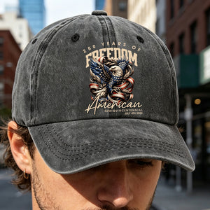Vintage Denim Eagle USA 250 Years Freedom Cap - Independence Day Gift