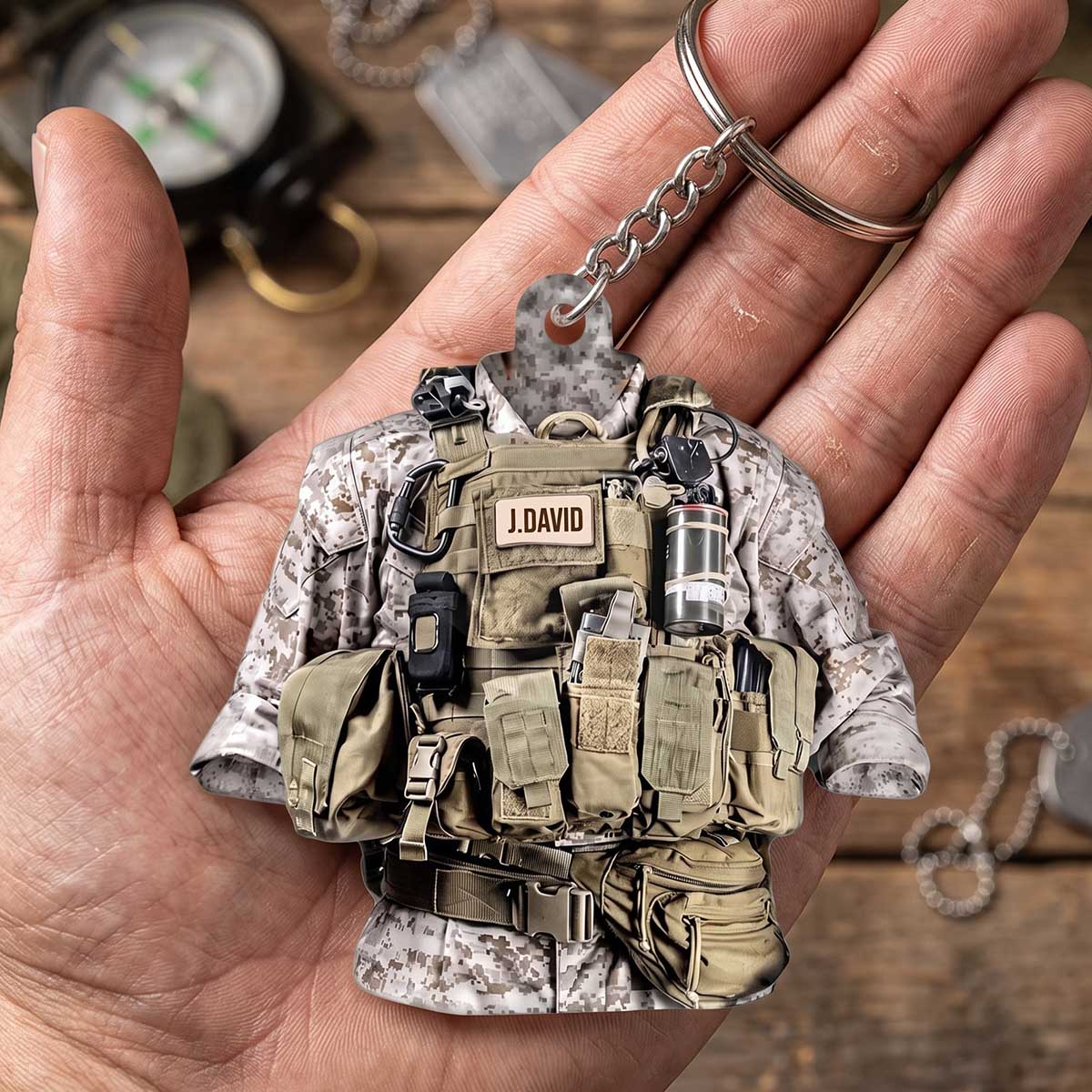 Personalized Marine Corps Acrylic Keychain | Gift For Soldiers Military Lovers Memorial Day