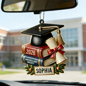 Personalized 2026 Graduation Excellence Wood Car Hanging Ornament With Names & Year | Inspiring Gift For Graduates and Students