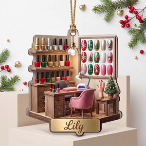Personalized Nail Tech Salon Workstation Acrylic Ornament | Christmas Gift For Nail Tech Nail
