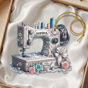 Personalized Sewing Machine Acrylic Ornament | Christmas Birthday Gift For Sewing Lover