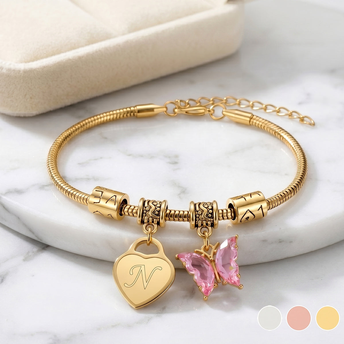 Personalized Heart Butterfly A-Z Bracelet | Birthday Graduation Gifts For Her