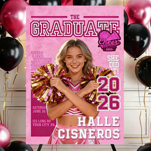 Cheerleading Class Of 2026 Welcome Sign - Custom Photo Grad Party Sign - Personalized Graduation Decoration