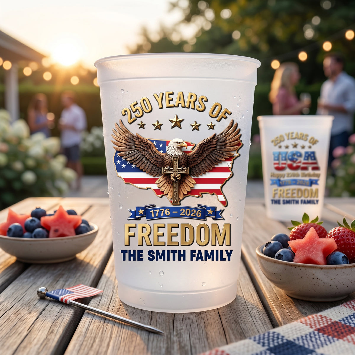 Custom Party Cups - Personalized America 250th Anniversary Gifts