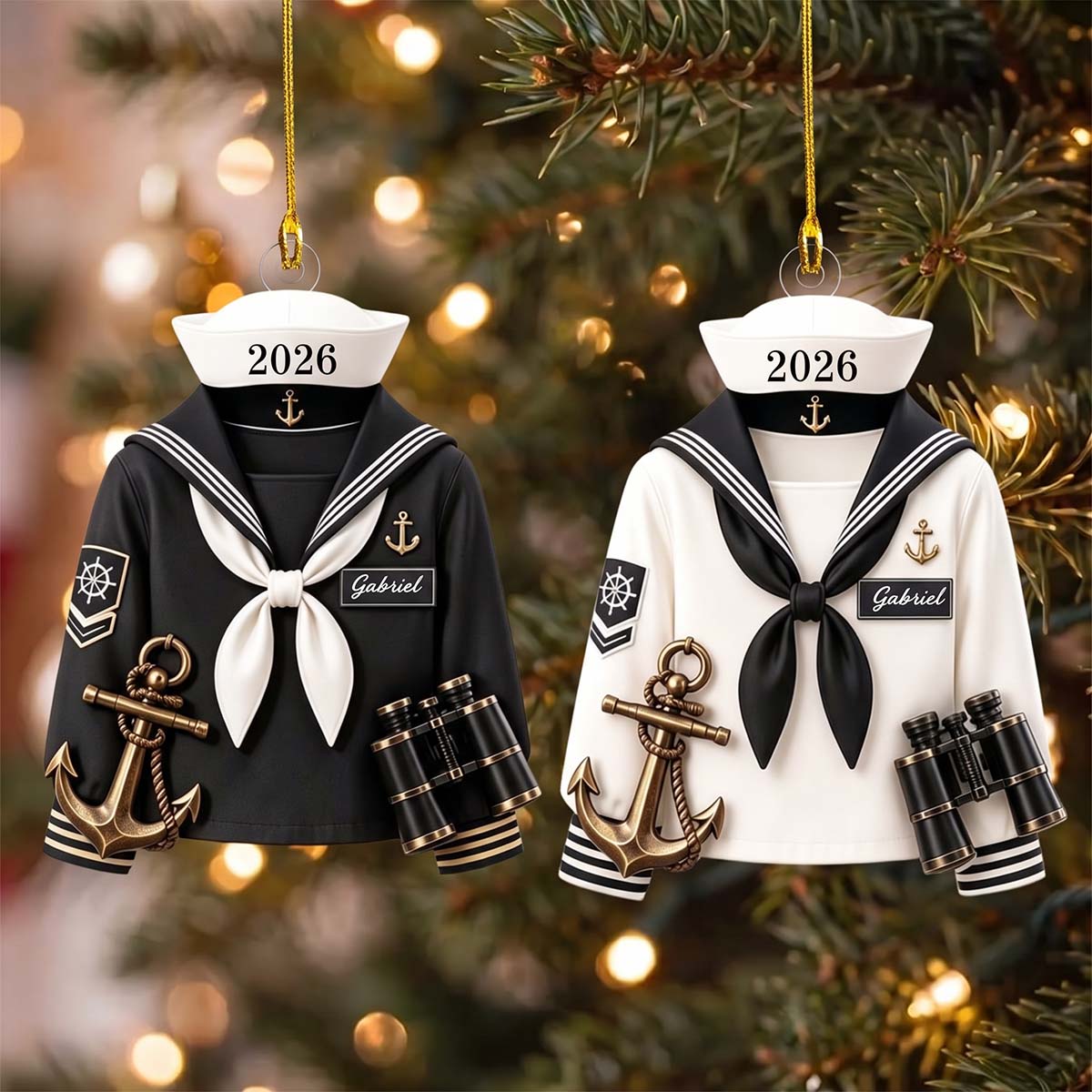 Personalized Sailor Uniform Acrylic Ornament | Christmas Tree Decoration, Gift For Navy Sailor Family Members