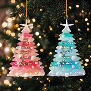 Personalized Sea Glass Christmas Tree Acrylic Ornament | Gift For Family