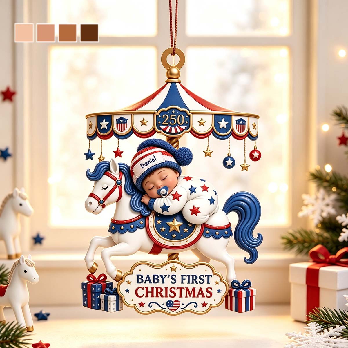 Baby's First Christmas Carousel Horse - Personalized Acrylic Ornament For New Parents