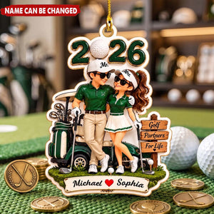 Personalized Golf Couple Christmas Acrylic Ornament - Christmas Gift For Golf Lovers Couple