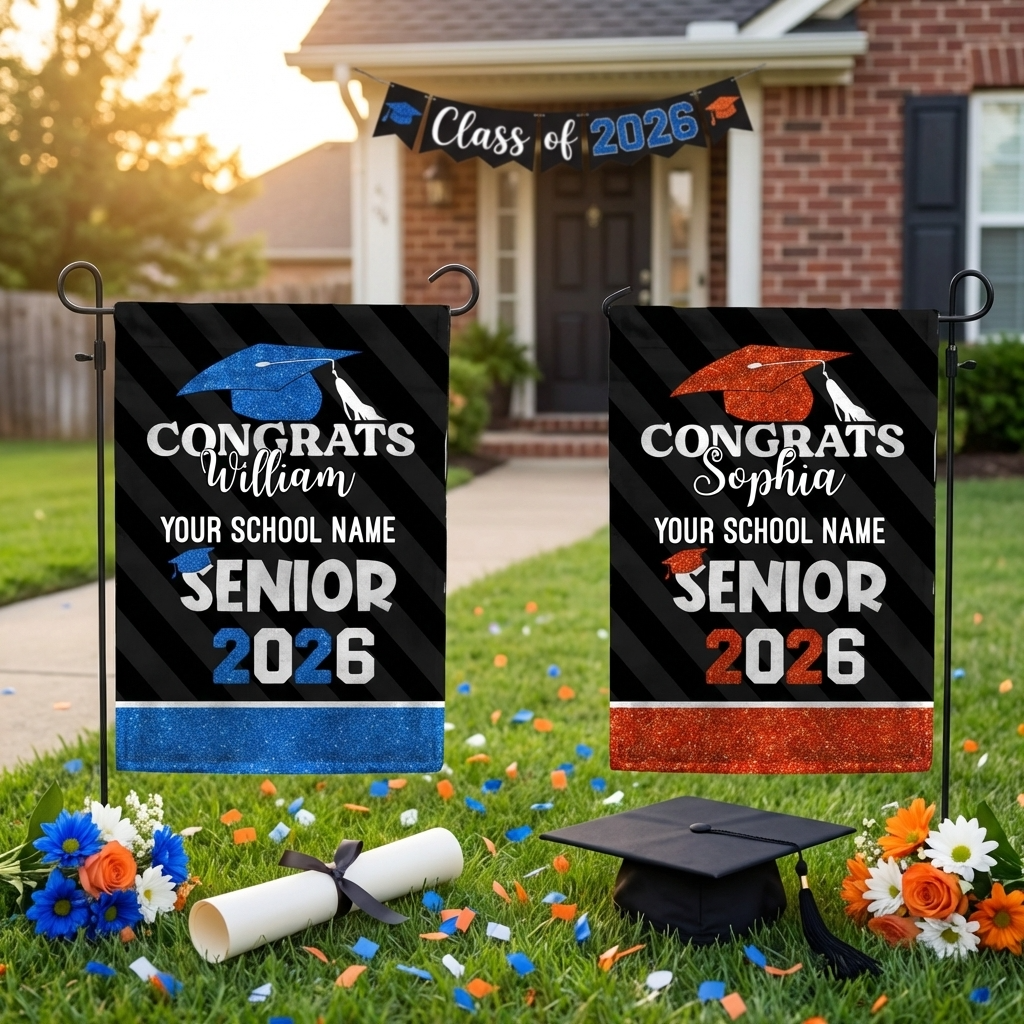 Personalized Graduation Garden Flag With Name | Senior 2026 Graduation Season Gift For Graduate