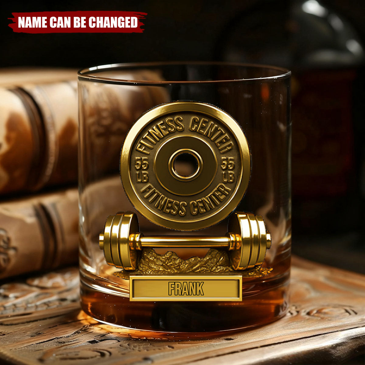 Personalized "No Pain No Gain" Whiskey Glass - Fitness Achievement Gift With Name,Celebrate Your Wins With Rugged Tribute