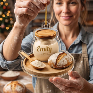 Personalized Sourdough Starter Christmas Ornament With Name & Year - Unique Baking Lover Gift