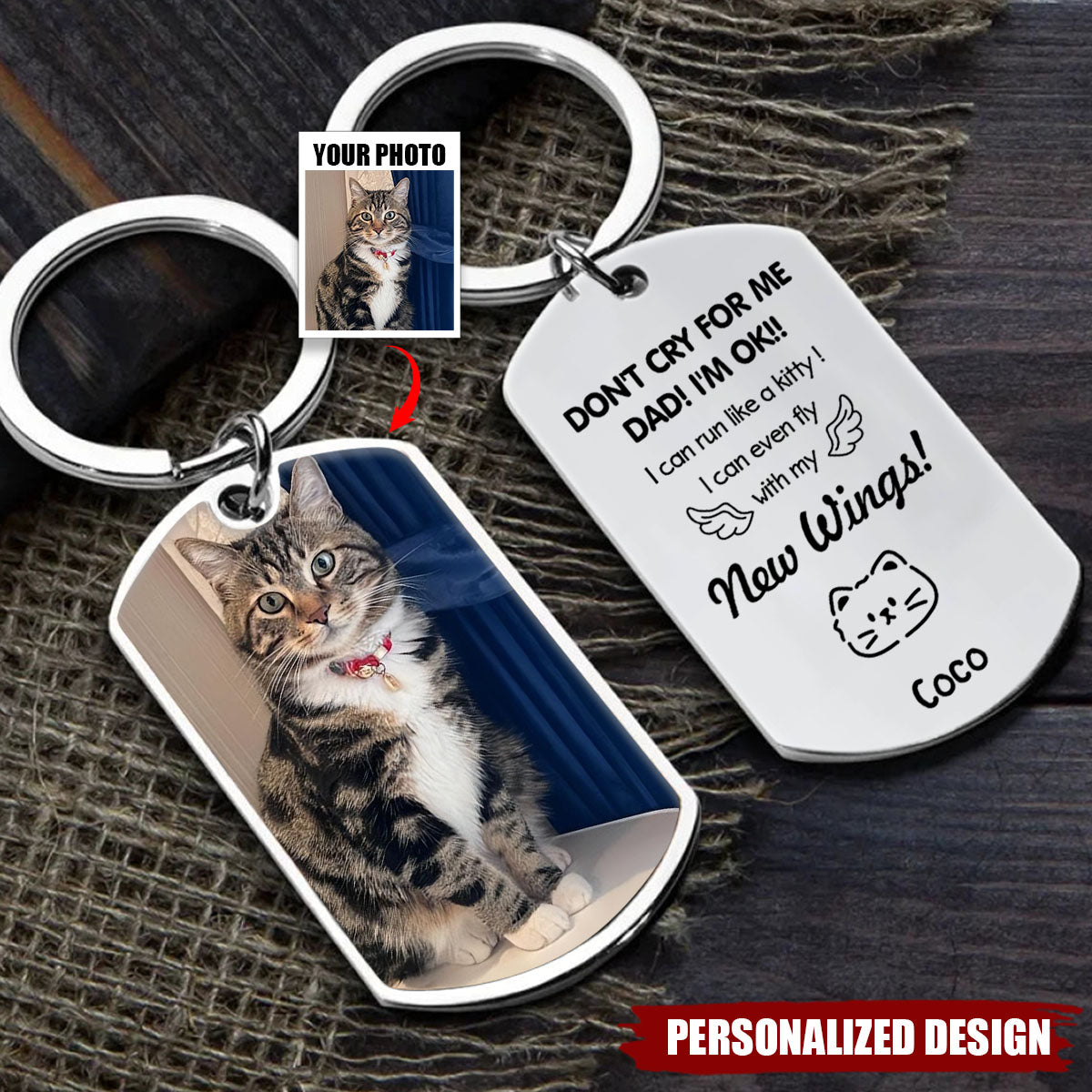 Custom Photo Don't Cry For Me Mom - Memorial Personalized Keychain - Sympathy Gift For Pet Lovers