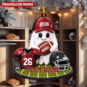 Game Day Spirit Personalized Football Ghost Ornament - Keepsake for Football Players