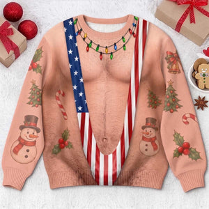 Personalized Funny Patriotic Ugly Sweatshirt - Christmas Birthday Gifts For Husband Son Grandson Brother Grandpa Dad Yourself