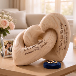 Personalized Engraved Infinity Heart Sculpture | Unique Wedding Anniversary Gift For Couples