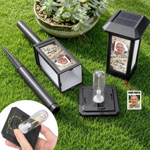 Personalized Memorial Solar Garden Light With Photo | Gone From Sight Sympathy Gift For Loss Of Mom Dad