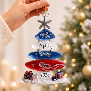 Personalized USA 250th Christmas Acrylic Ornament With Names - Unique Patriotic Gift For Family