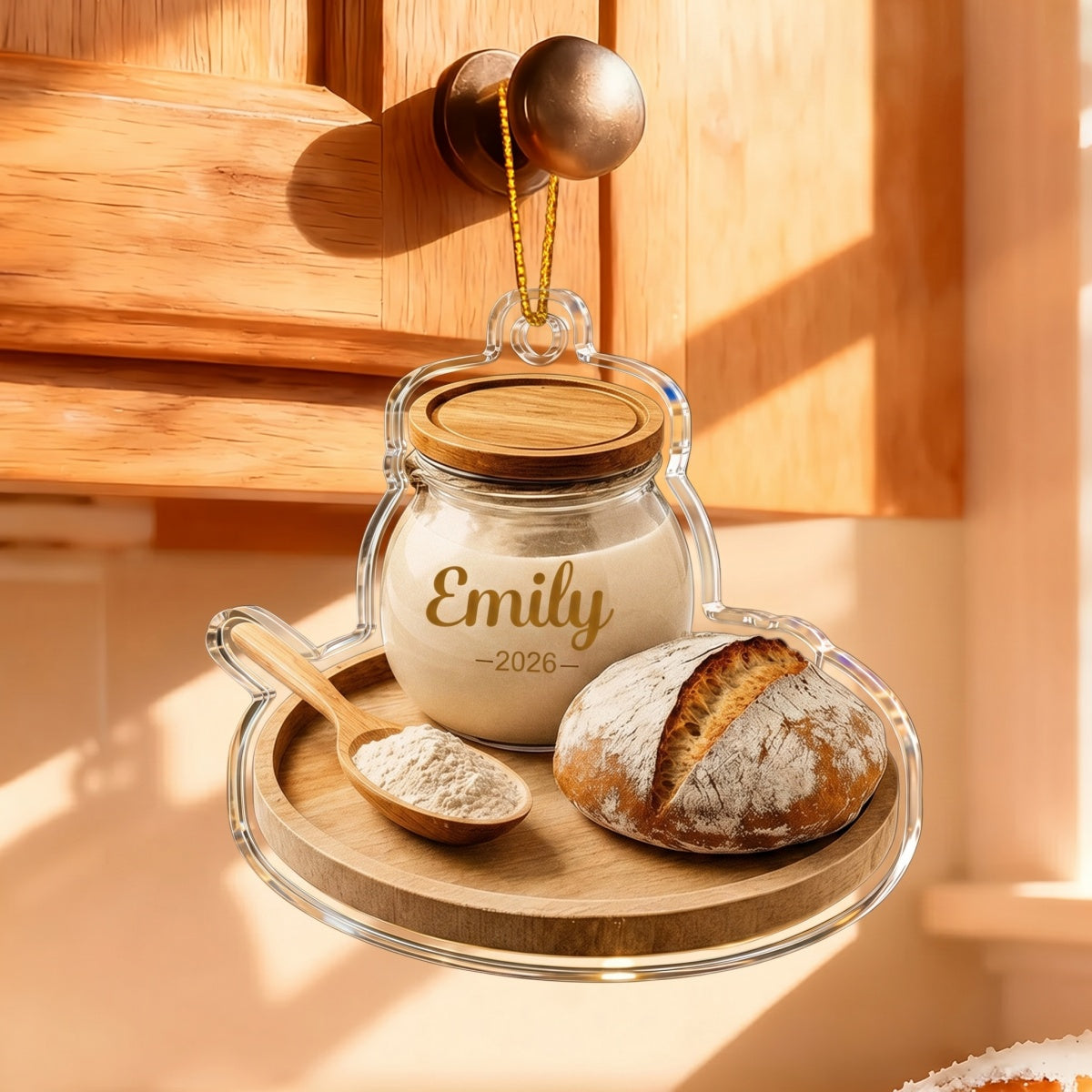 Personalized Sourdough Starter Christmas Ornament With Name & Year - Unique Baking Lover Gift